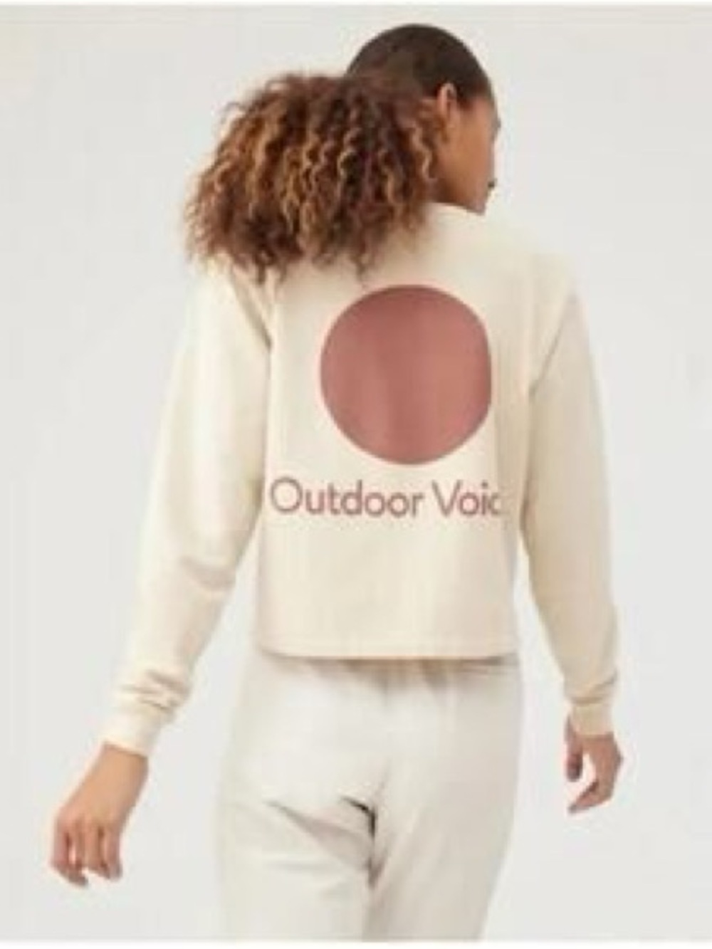 Outdoor Voices Cream Cropped Sweatshirt with  Circle Logo